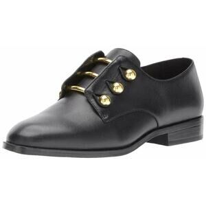 Nine West Women's Black Gold Leather Jon Slip On Loafer Shoes Size 7.5